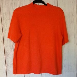 LOFT wool blend short sleeved orange sweater size medium